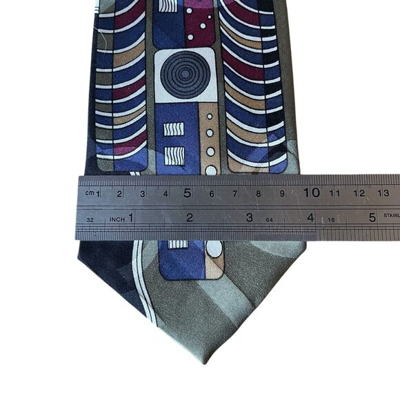 Screenplay by Martin Wong Silk Dress Tie Made in USA Abstract Print 58" 3.75" - Picture 5 of 6